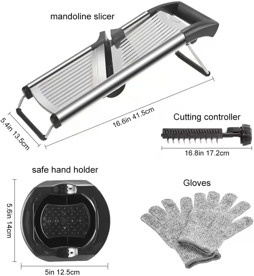 Mandoline Food Slicer, Adjustable Mandoline Slicer for Kitchen, Stainless Steel Mandolin Vegetable Chopper for Potato/Tomato 2