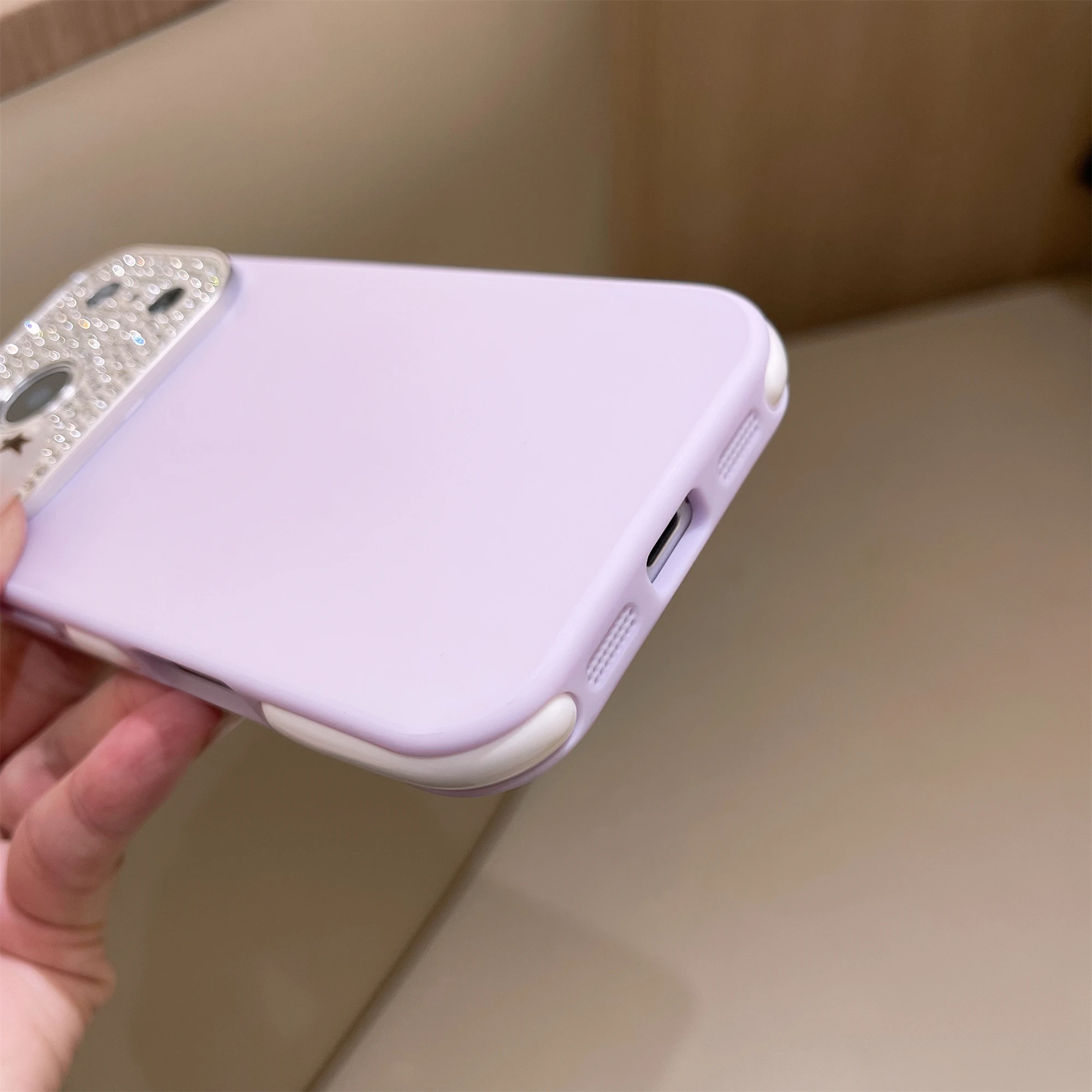 Glamorous Glitter Shockproof Camera Protection Case with Diamond Accents - Candy Color Bumper