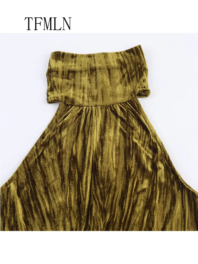 2026 Spring Summer Hollow Out Dress For Women Fashion Halter Sleeveless Slim Chic Causal Long Dress Elegant Ladies Party Dress