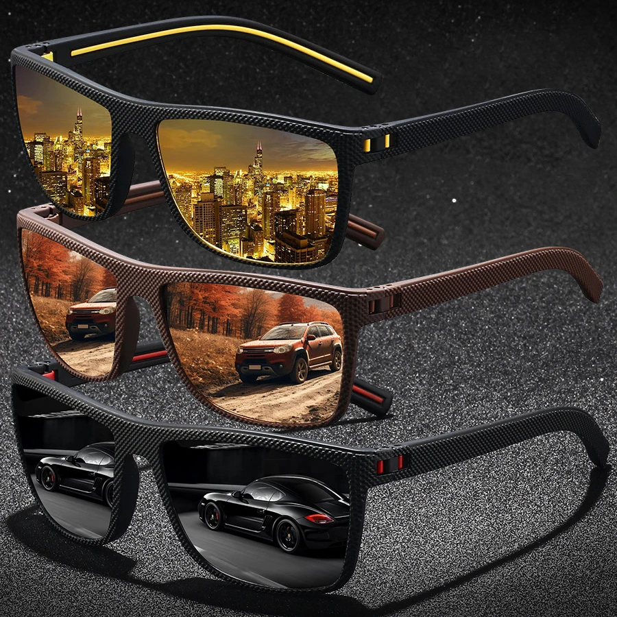 Vintage Check Pattern Fashion Square Sunglasses For Men Women Fishing Driving UV400 3 Pieces