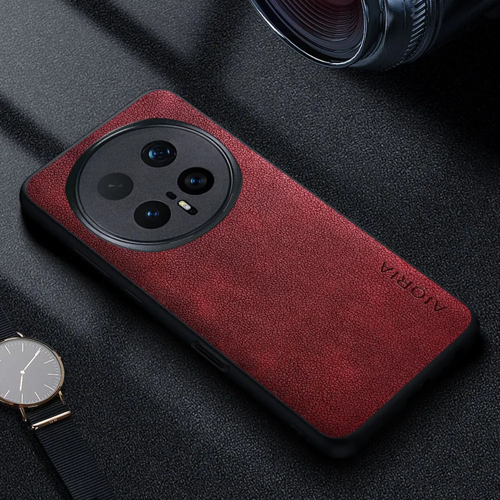 Premium Luxury Leather Phone Case: Retro Business Style Solid Color Cover