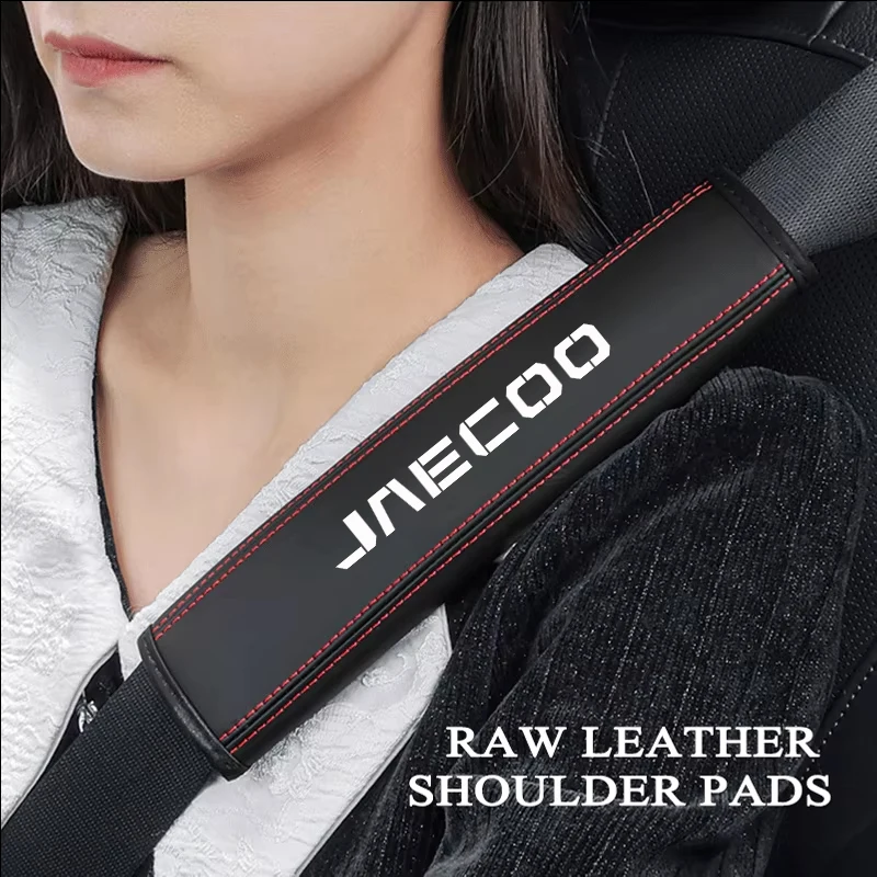 2Pcs Leder Auto Sitz Gürtel Schutz Schulter Pad Abdeckungen Für Chery Jaecoo J7 J8 Auto Innen Zubehör