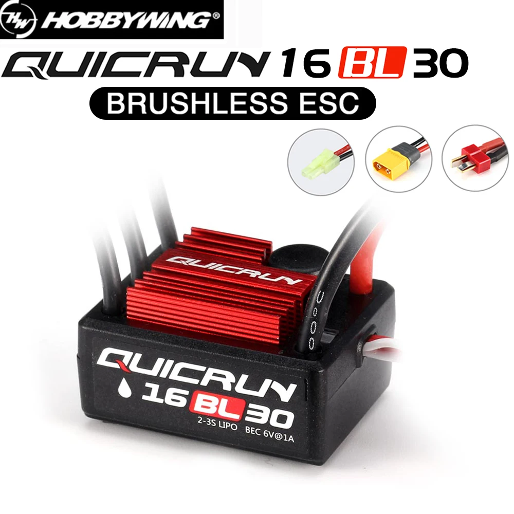 Hobbywing Quicrun Wp 16 Bl30 30A Xt/T/Tamiya Waterproof Brushless Esc Per 1/8 1/10 Rc Car Plane Boat Dron Model Toys