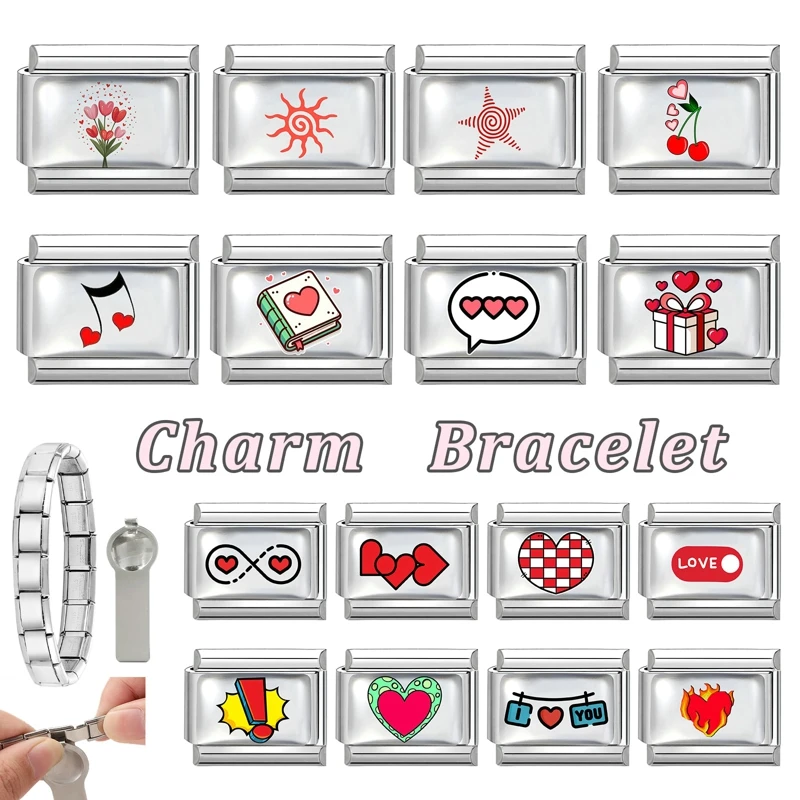 DIY Red Color Italian Charm Bracelet