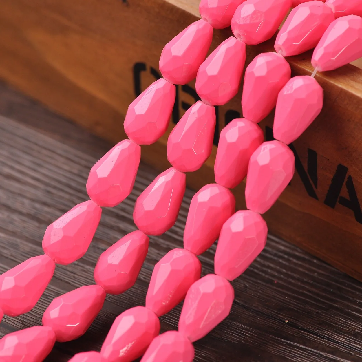 Vidrio Facetado 6mm Rosa Con Plateado X 1 Tira - Monona Insumos