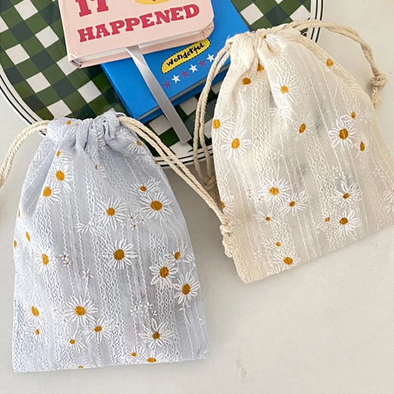 12*16cm Japanese Style Flower Plants Drawstring Cotton
