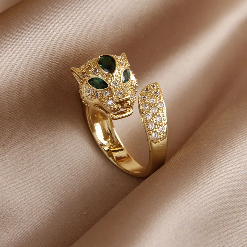 التصميم الكلاسيكي غرامة مجوهرات ليوبارد رئيس خواتم...