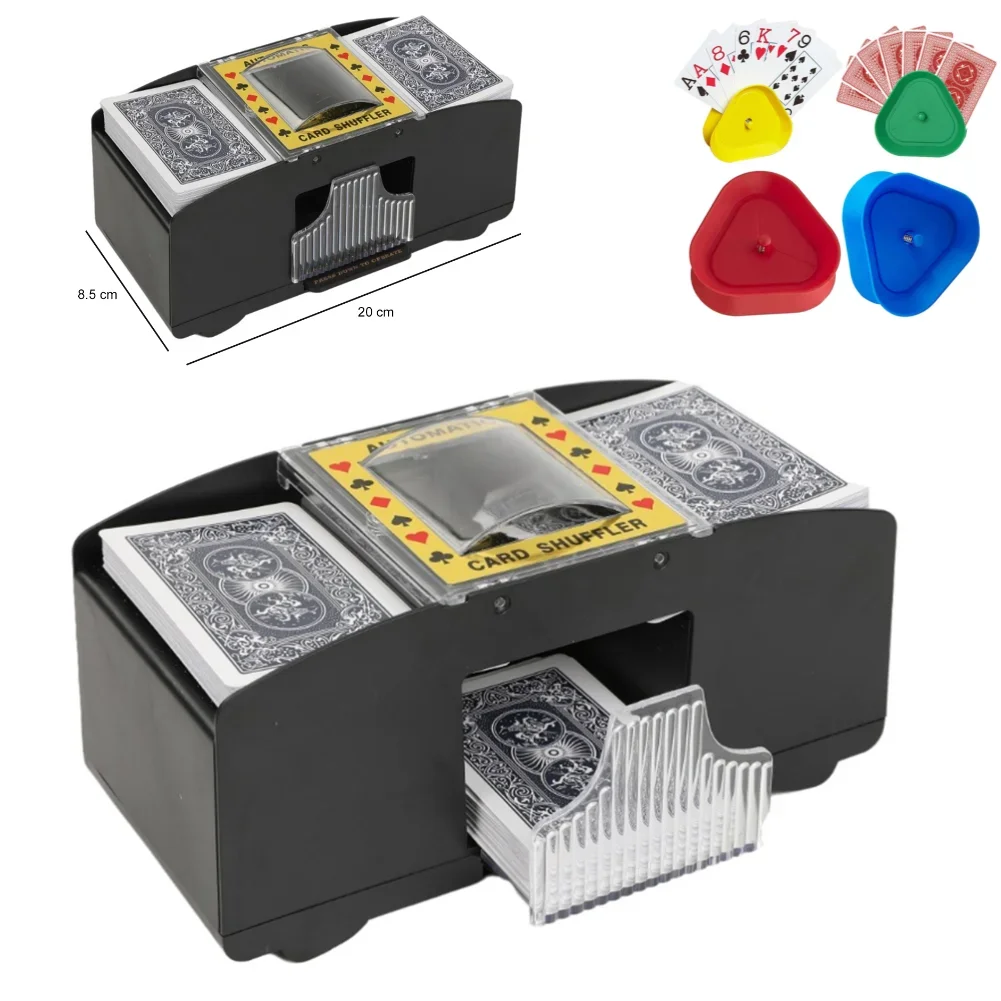 Automatic Poker Card Shuffler Battery Operated Electric Poker Shuffler Holds 1-2 Decks of Cards Black For Party Entertainment