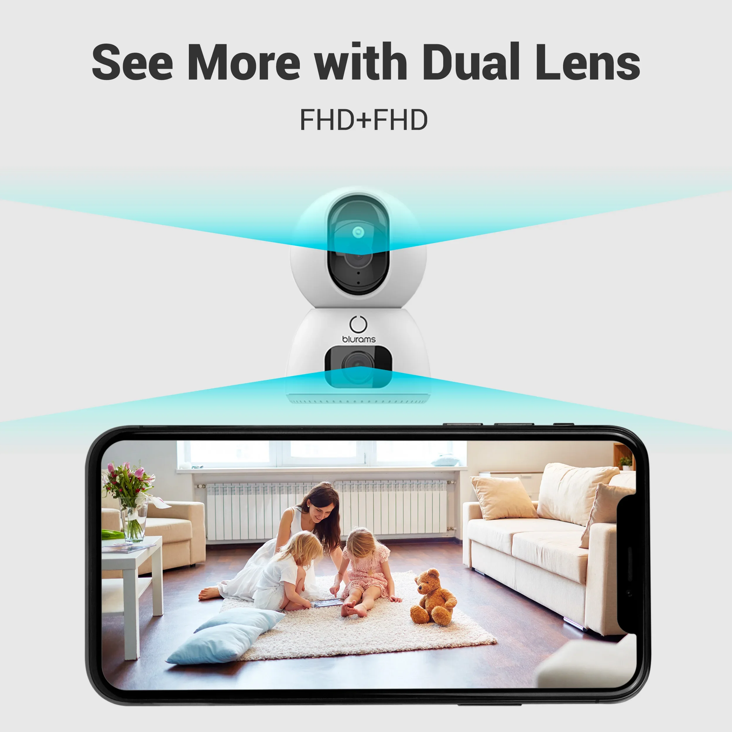 Blurams ,2.4G/5GHz WiFi,Dual Screen Machine with Linked Tracking And Dual Lens Linkage for Security And Surveillance,Bluetooth 2
