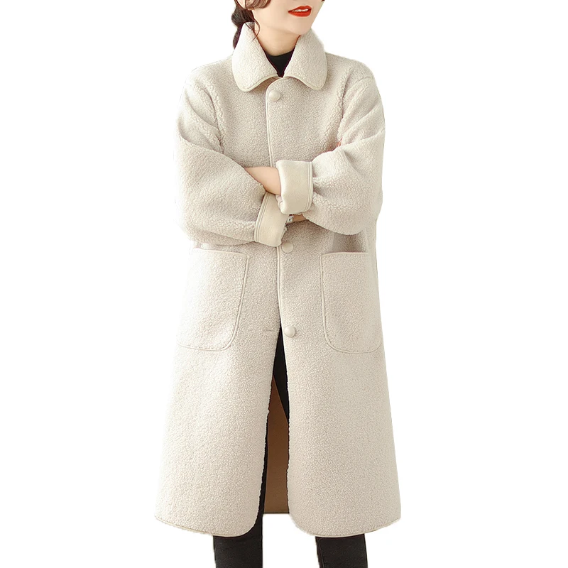 Luxury Maternity Winter Coats Long Sleeve Turn-down Collar Single-breasted Pregnant Woman X-long Jackets with Pockets Outwear