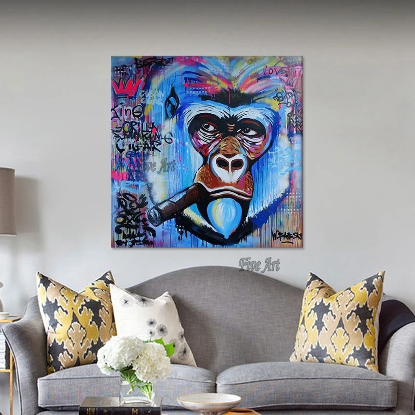 

Wall Art Pictures For Hotels Gorilla Abstract Animal Canvas Painting High Quality Hand-painted Interior House Decoration