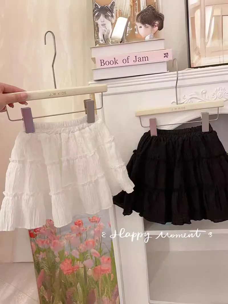 Girls Summer Short Skirt Cute Solid Color Lace Kids Skirt