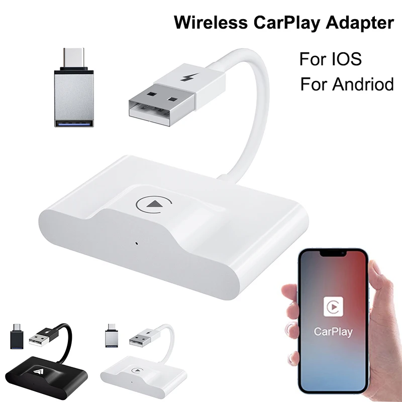 

Car Wireless CarPlay Adapter For iphone Wired To Wireless Andriod Auto Dongle BT5.0 5G WiFi with USB C OTG Converter for Android