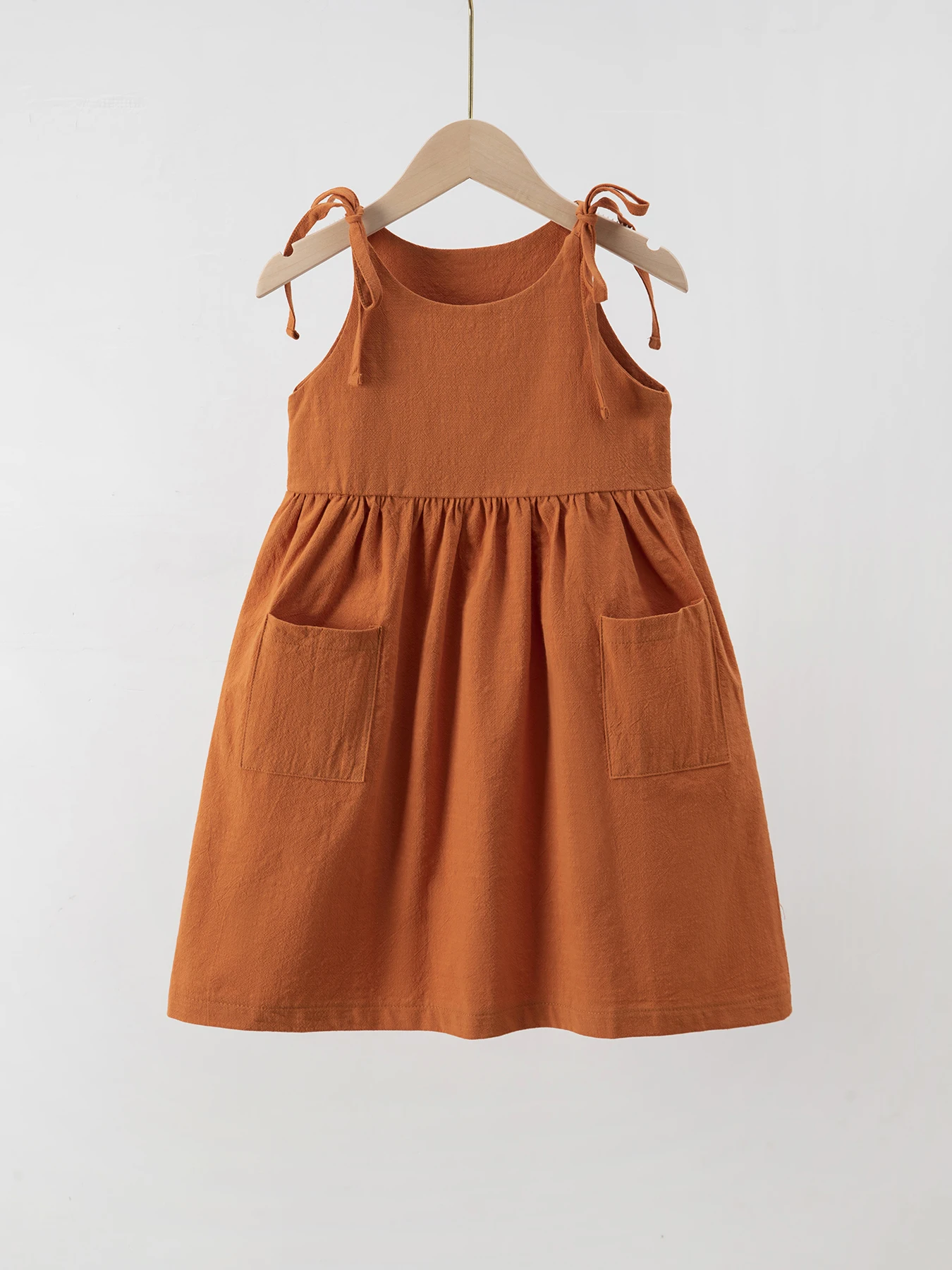 hot sales spring summer fall fashion solid color linen big pocket lace-up  slip dress baby girl dress designs - AliExpress 1501