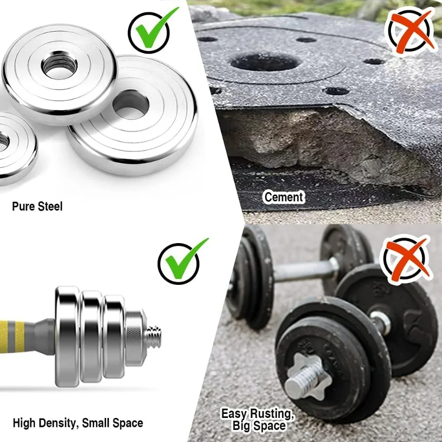 Adjustable Dumbbell Set - 44 LBS weights set, Dumbbell Barbell 3 in 1, Steel Dumbbells Pair with Connecting Rod for Adults Women