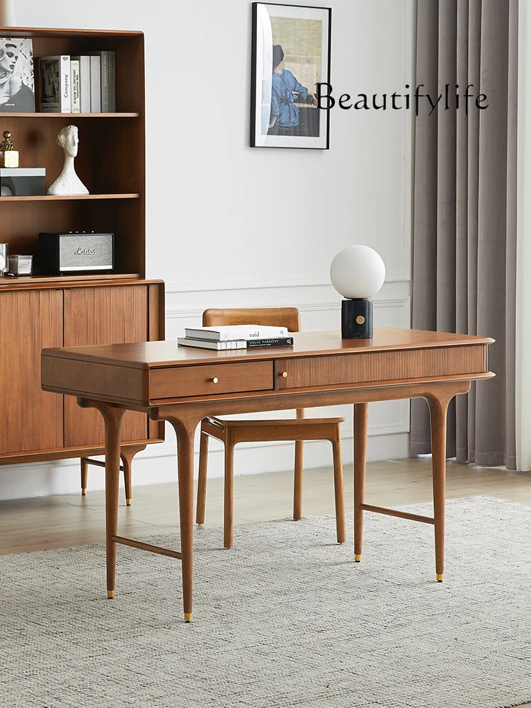 

Nordic Solid Wood Simple Retro Desk Industrial Style Desk Small Apartment Study Computer Desk