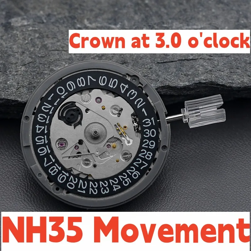 Giappone Nh35 Movimento Corona 3.0 In Punto Nero Datewheel 24H Quadrante Meccanico Autoavvolgente Ad Alta Precisione Gmt Watch Movt Seiko Mod