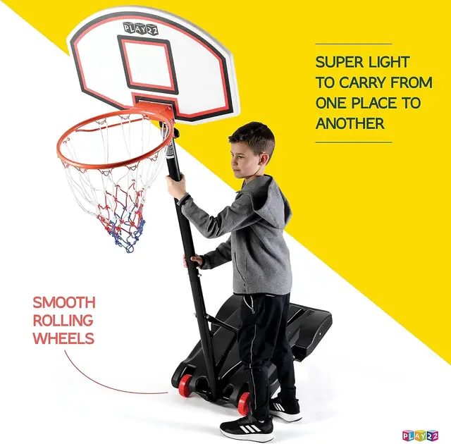 Adjustable Basketball Hoop 5-7 FT, Portable Basketball Goal with Stand & Wheels, Indoor Outdoor Play for Kids Teens Adults