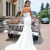 Mermaid Wedding Dress Brides Strapless Lace Up Big Bowknot Bride Dress Long Train Elegant Wedding Party Bridal Gown Customized 2
