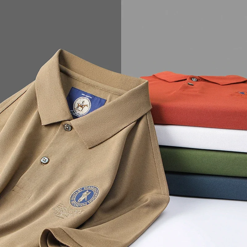 Hochwertiges Marken-Poloshirt für Herren mit Kurzarm, Modisches Rundes Abzeichen mit Geprägten Buchstaben, Atmungsaktives Sommer-Freizeitshirt mit Neuem Kragen – Detail 26