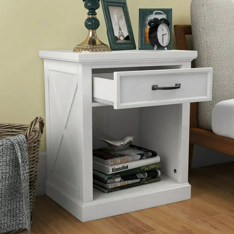 

Nightstand with 1-Drawer for Living Room, White