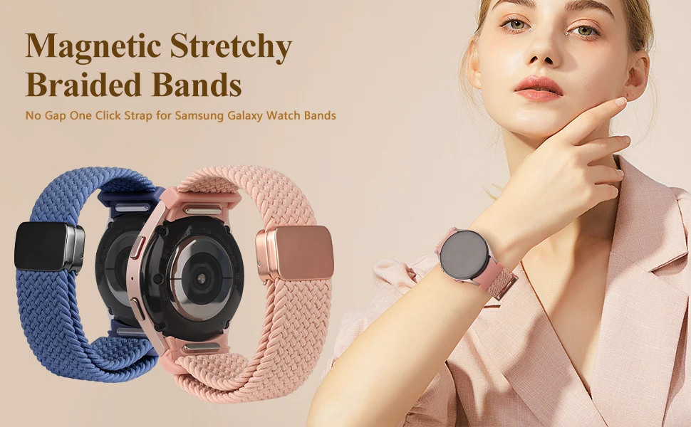 No Gaps Band For Samsung Galaxy Watch 7 6 4 classic/5 pro 47mm 44mm 40mm Braided solo loop Magnetic bracelet Galaxy watch6 strap
