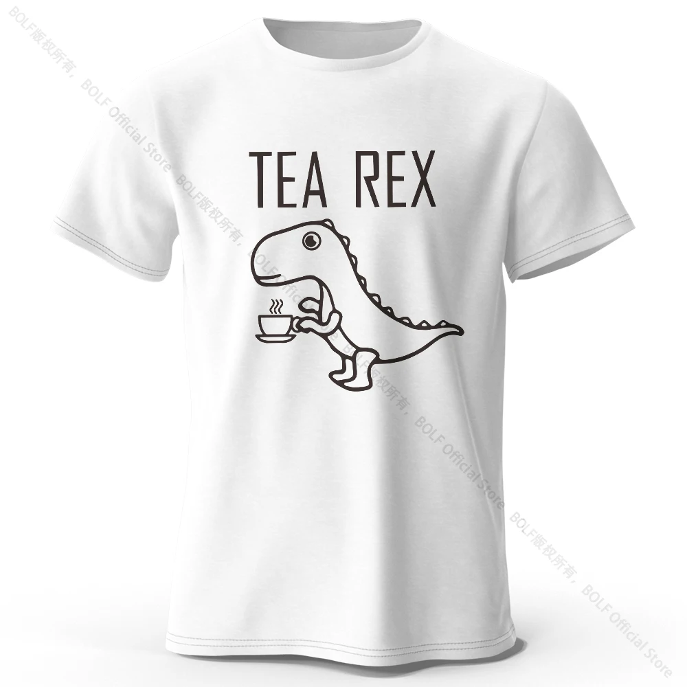 Tea-Rex Dinosaur Graphic Unisex Cotton T-Shirt - Soft & Breathable Short Sleeve Tee