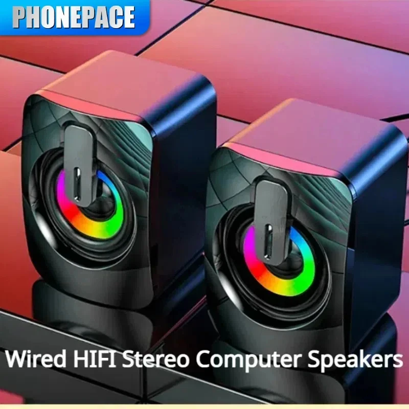 Computer Loudspeaker PHONEPACE Stereo Sound With Microphone 3.5mm AUX For Macbook Desktop Notebook Home Office