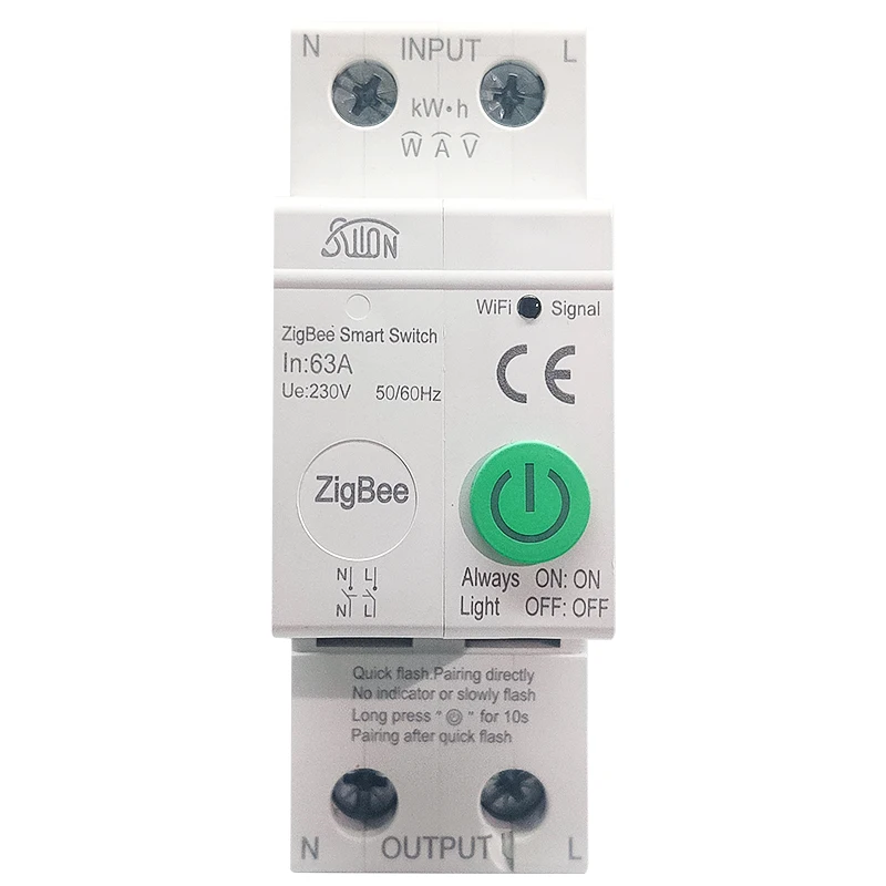 TUYA zigbee Smart Switch smartlife 2P 63A Energy Meter Kwh Metering Monitoring Circuit Breaker Timer Relay MCB smart switch circuit breaker