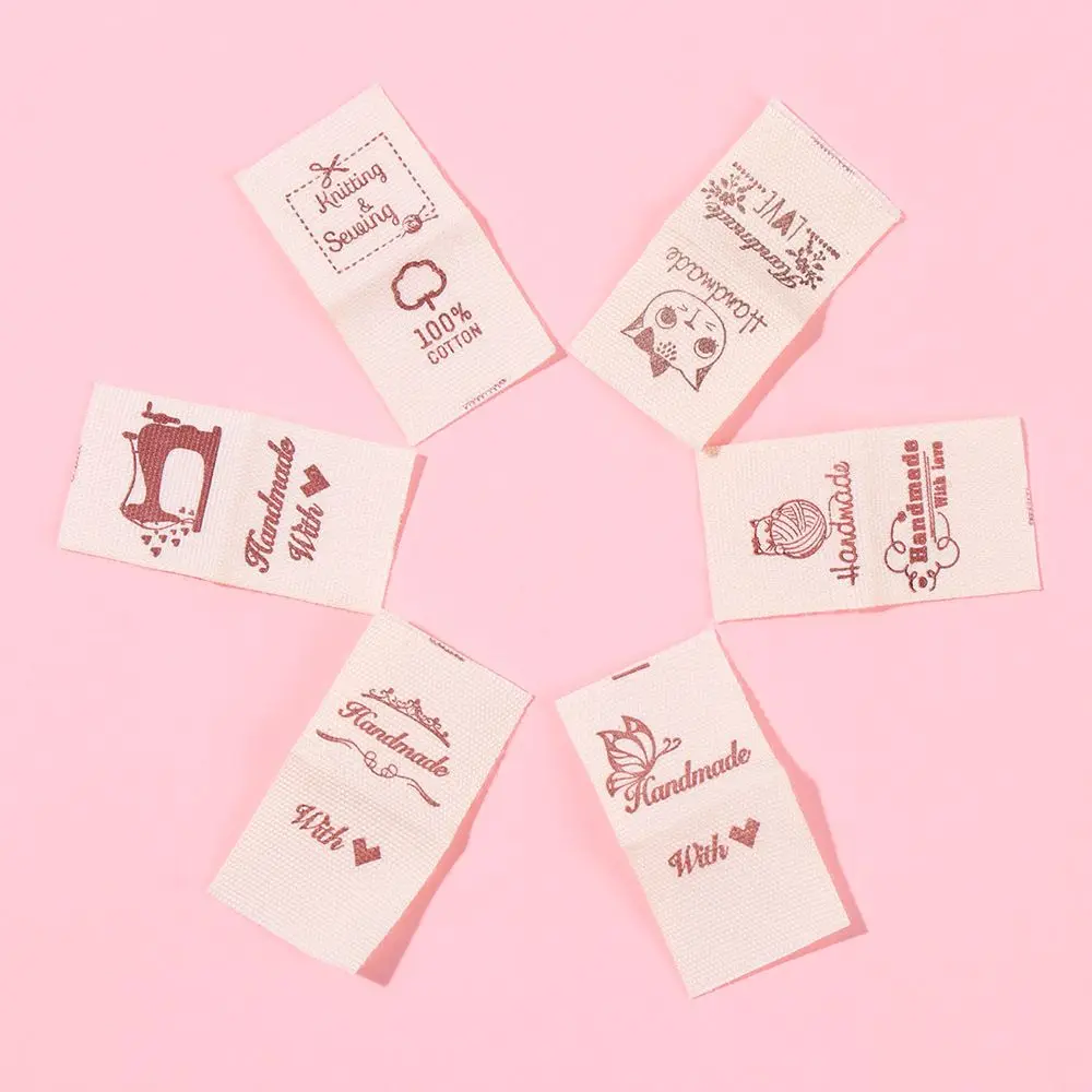 Description Picture 6 of item50PCS Handmade With Love Cloth Garment Labels Cartoon Cat Love Heart Woven Knitted Supplies Sewing Accessories Clothing Tags DIY