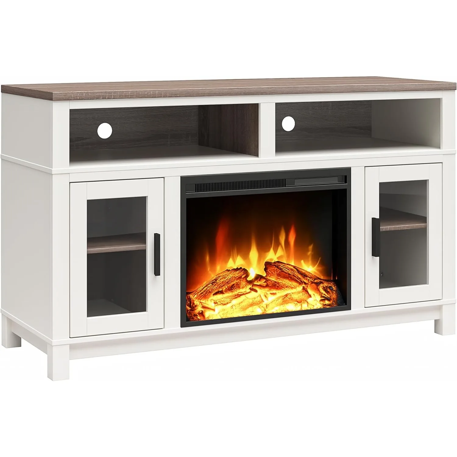 Ameriwood Home Carver Electric Fireplace TV Stand for TVs up to 60" Wide, White 4