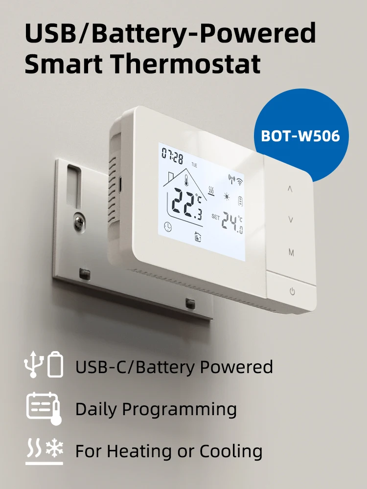 Smart WiFi Heating/Cooling Thermostat For Gas Boiler Low Power Battery Temperatu