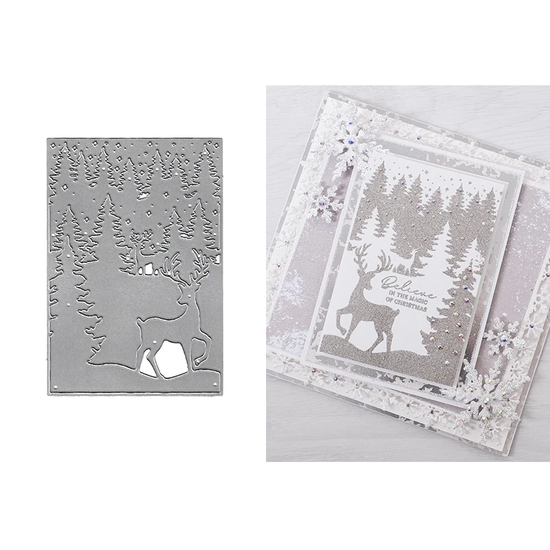 Металлическая высечка подходит для Рождества сделай сам фотоальбом зажим тонкая 3D Творческая поздравительная открытка лес многоцелевой олень 2021 Новинка