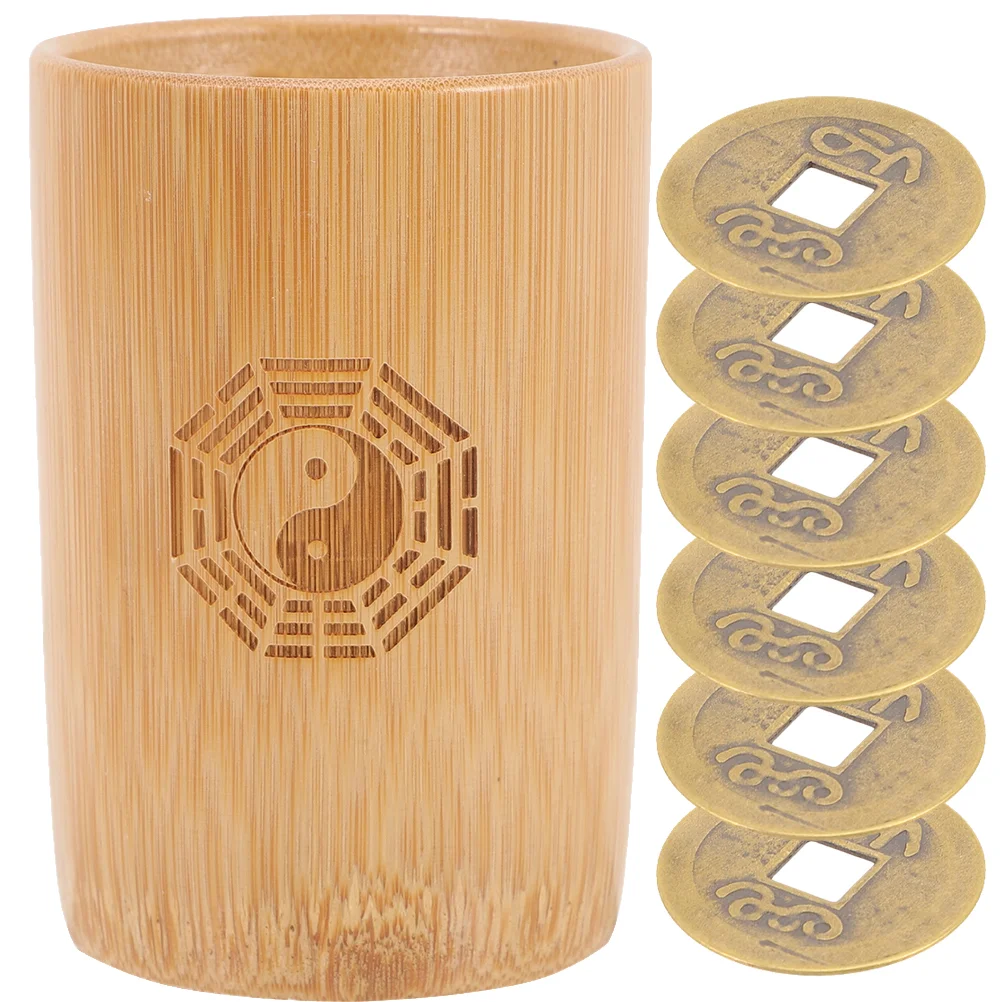 

I Ching предсказания бамбуковая трубка предсказание реквизит для игр винтажные товары медный декор для монет
