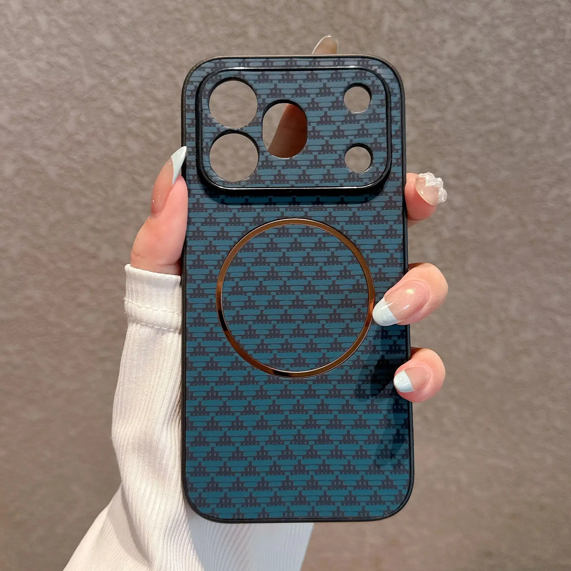 Enhanced Protective Matte Case with Triangle Texture and Magnetic Charging Capability