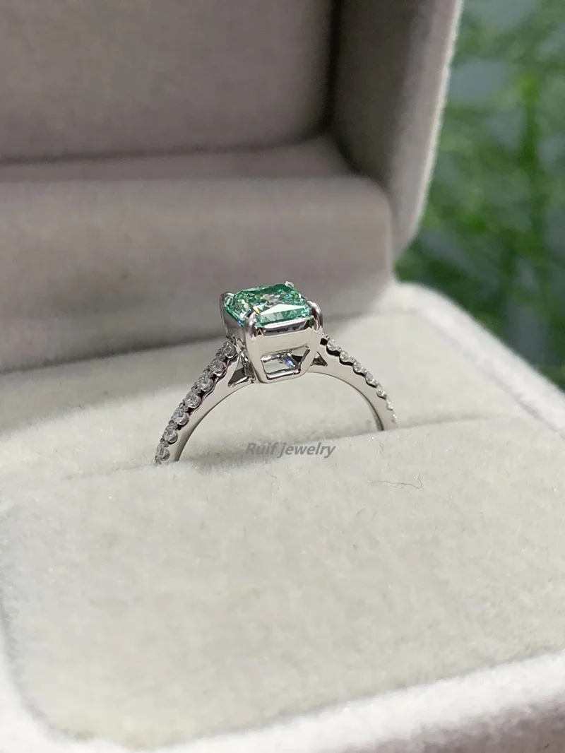 S56e811a818854f318d4ad7e7884b2edaY Ruif High Fine Exquisite about 1.026ct Special Green Lab Grown Diamond Rings for Women Daily Wear Luxury Jewelry