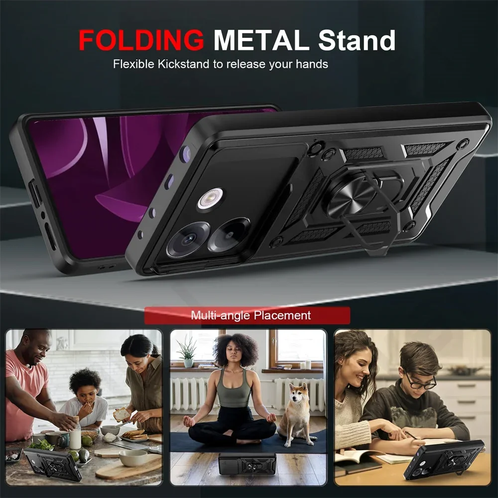 Slide Camera Protector 360° Ring Armor PC Hard Case Cover