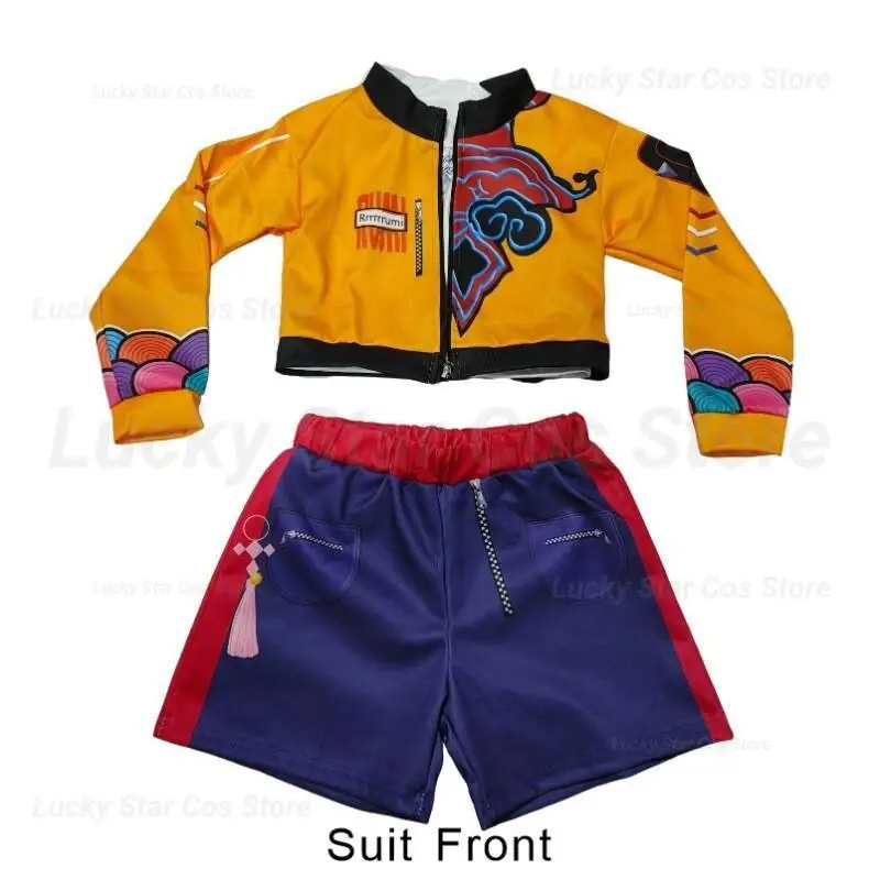 Rumi Cosplay Hphqcopq Costume Hunters Zoey Cosplay Jacket Shorts Full Set Mira Halloween Christmas Outfits (Mira Kids, 110cm Rumi Wig