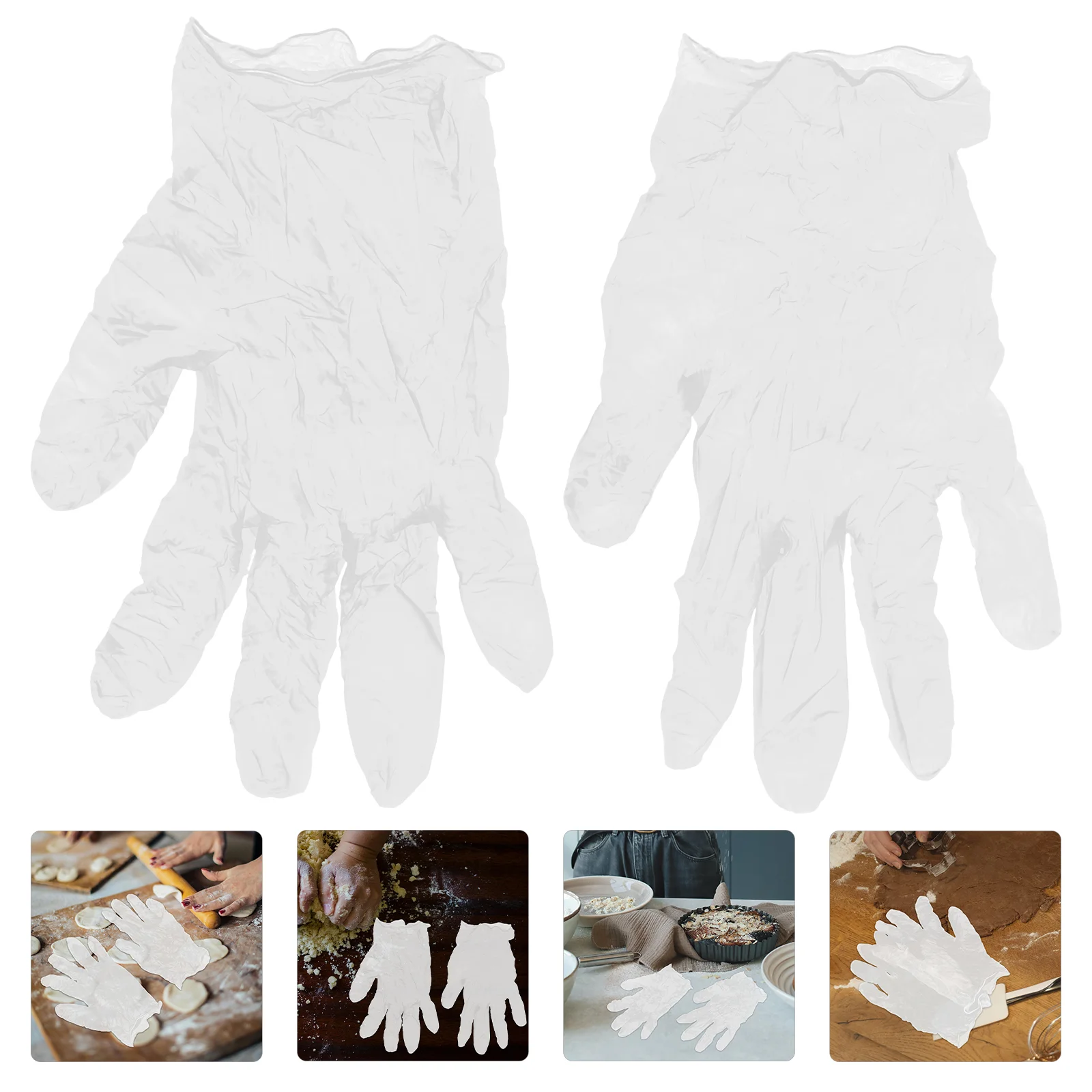 100 Pcs Transparent PVC M Size Oil Resistant Disposable Food Safety Gloves for Baking Beauty Cleaning Cooking Household Use