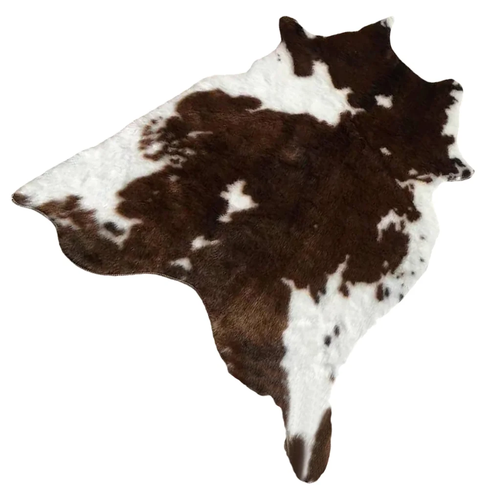 

Simulated Cow Pattern Plush Carpet Living Room Rug Decor Keep Warm Supple Floor Mat Bedroom Imitation Print Washable