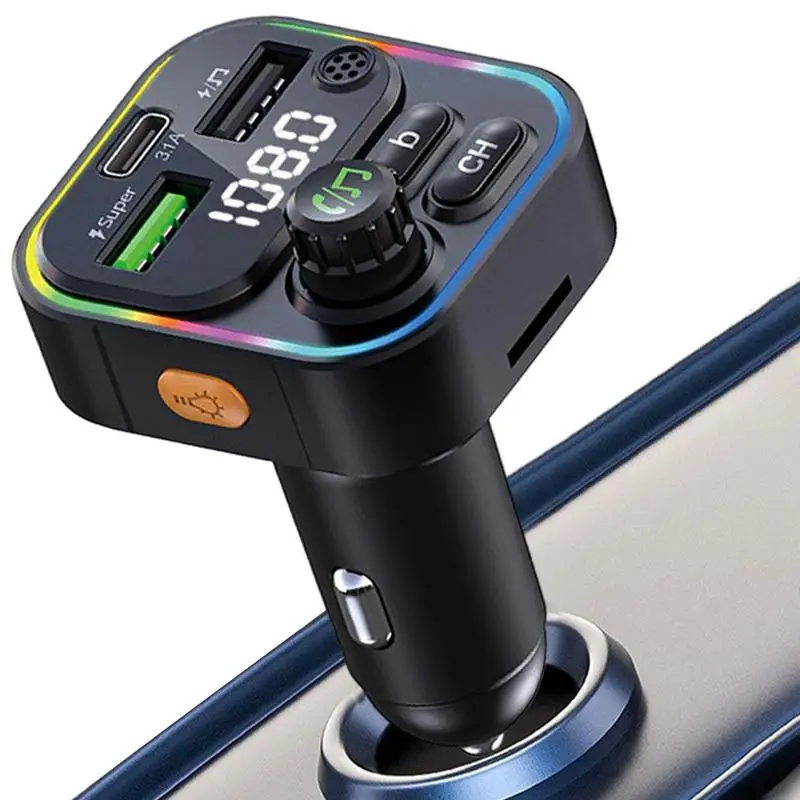 

FM Transmitter For Car Type C Car Quick Charging Charger With FM Adapter Road Trip Essentials Car Block For Mobile Phones Tablet