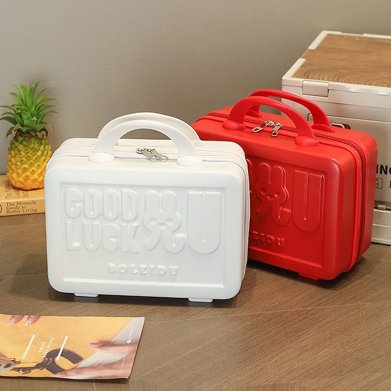 14 Inch Handheld Zipper Luggage ABS Waterproof Travel Suitcases Portable Mini Luggage Storage Boxes Makeup Suitcase Kids