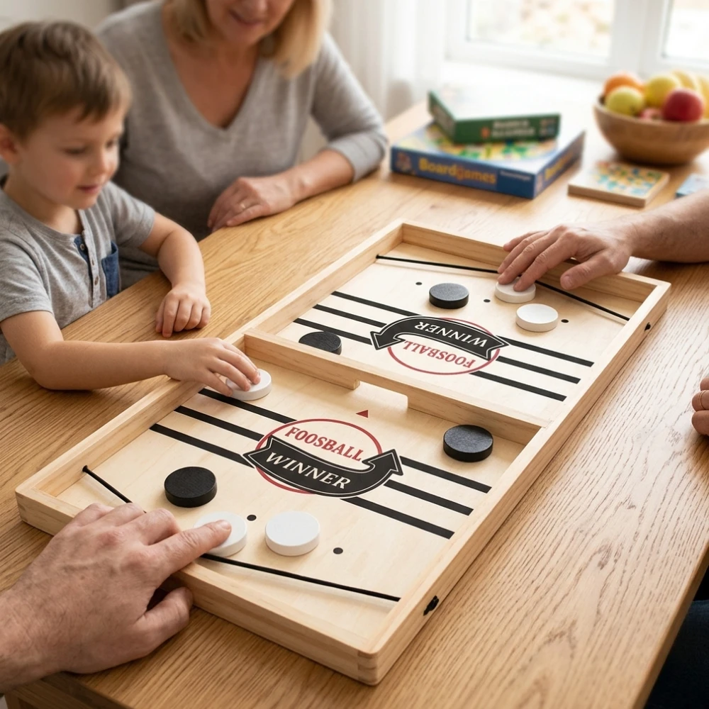 Fast Pace Sling Puck Game Foosball Winner Board Game Tabletop Hockey Catapult Chess Hand-eye Coordination Training Toys for Kids