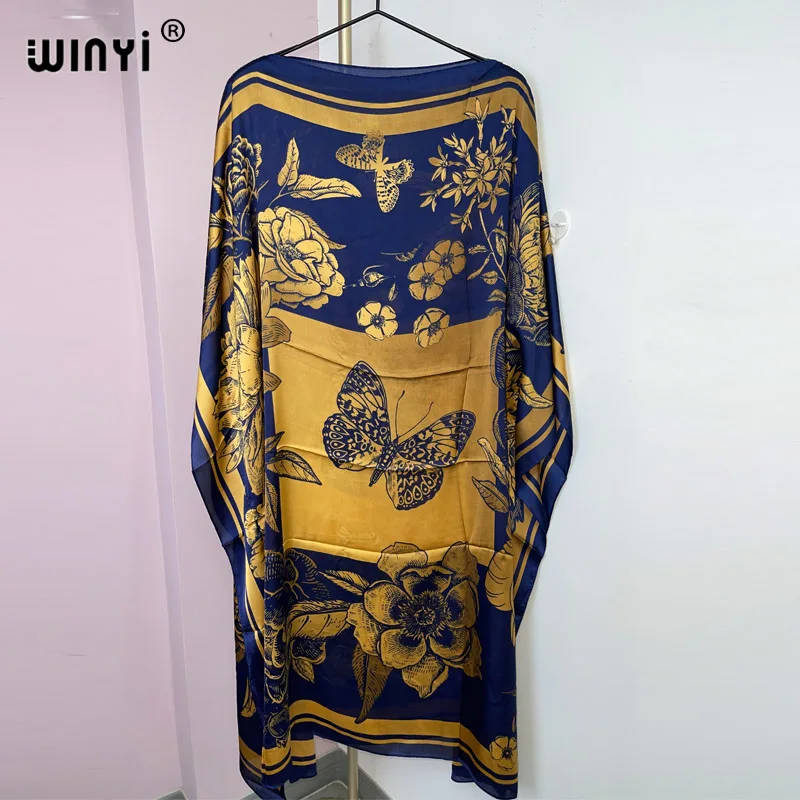 WINYI Summer beach Dress NEW Print Boho Hijab Loose vetidos Elegantes Muslim Abaya Robe Gown Sexy Lady Party maxi holiday kaftan