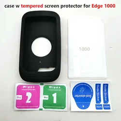 Durable Silicone Protective Case with Tempered Screen Protector for Outdoor Cycling Computers (Black)