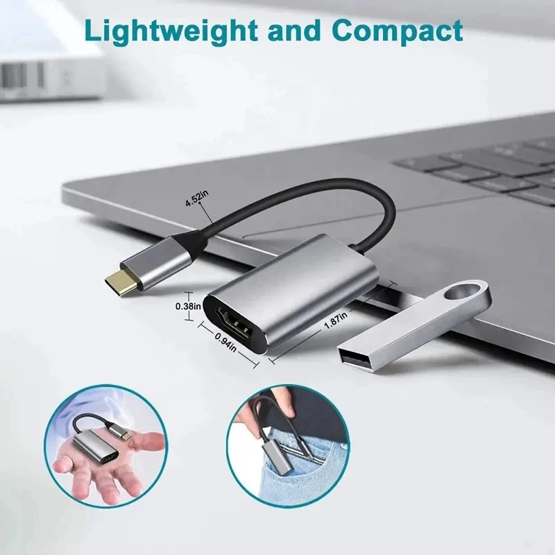 كابل USB من النوع C إلى HDMI متوافق مع USB C إلى H...