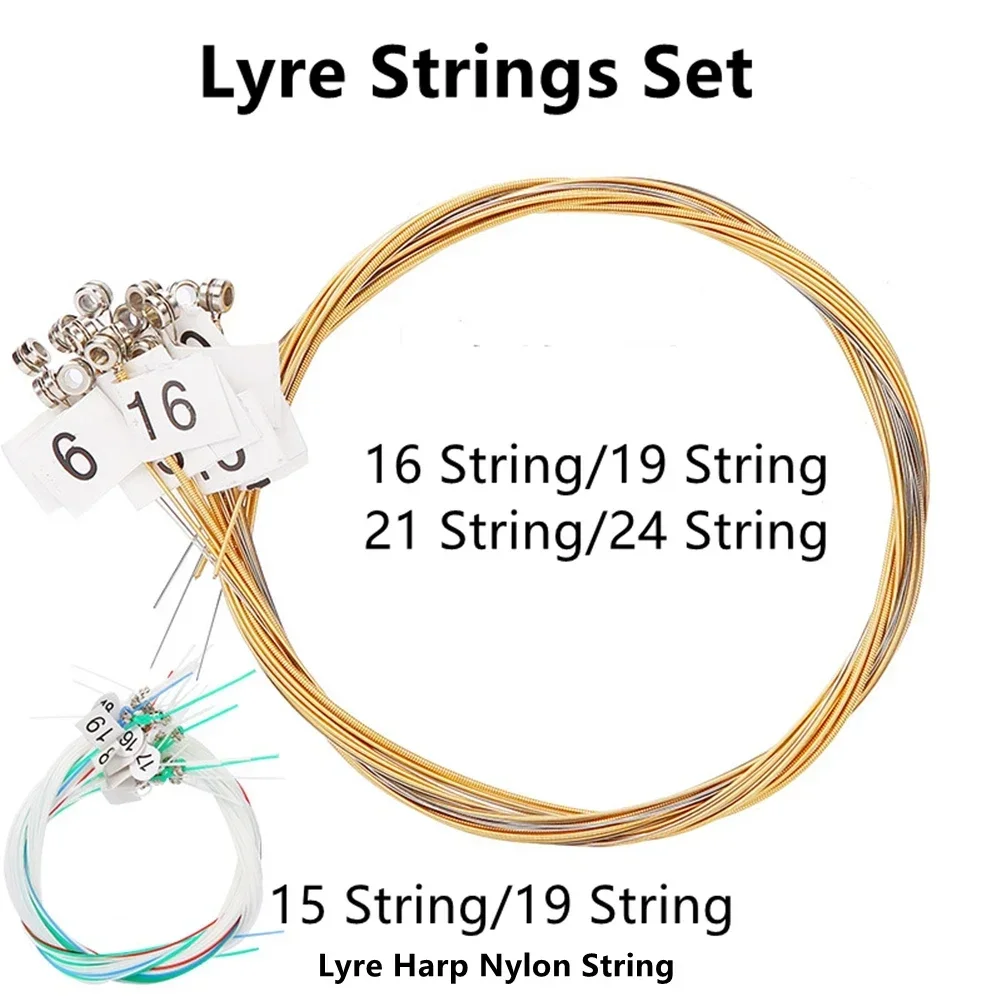 SPORTFUNSF 15/16/19/21/24Strings Lyre Brass Strings Set Lyre Harp Nylon String Replacement For Beginners Professional Arti