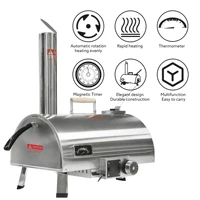 12inch Automatic Rotatable Pizza Ovens Propane and Wood Fired Pizza Maker Multi-Fuel Gas Ovens w/Gas Burner, Cutter, Pizza Stone 1