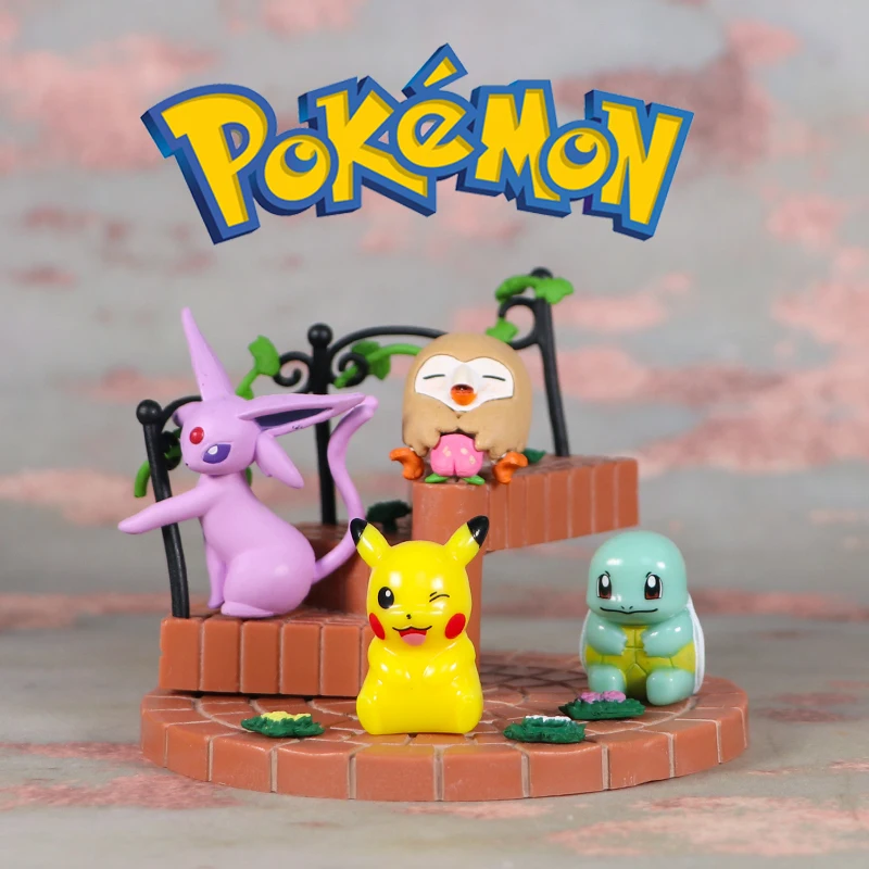 

TAKARA TOMY Pokemon Cute Kawaii Squirtle Pikachu Animation Series Figure Model Toys Desktop Ornament Children's Gifts