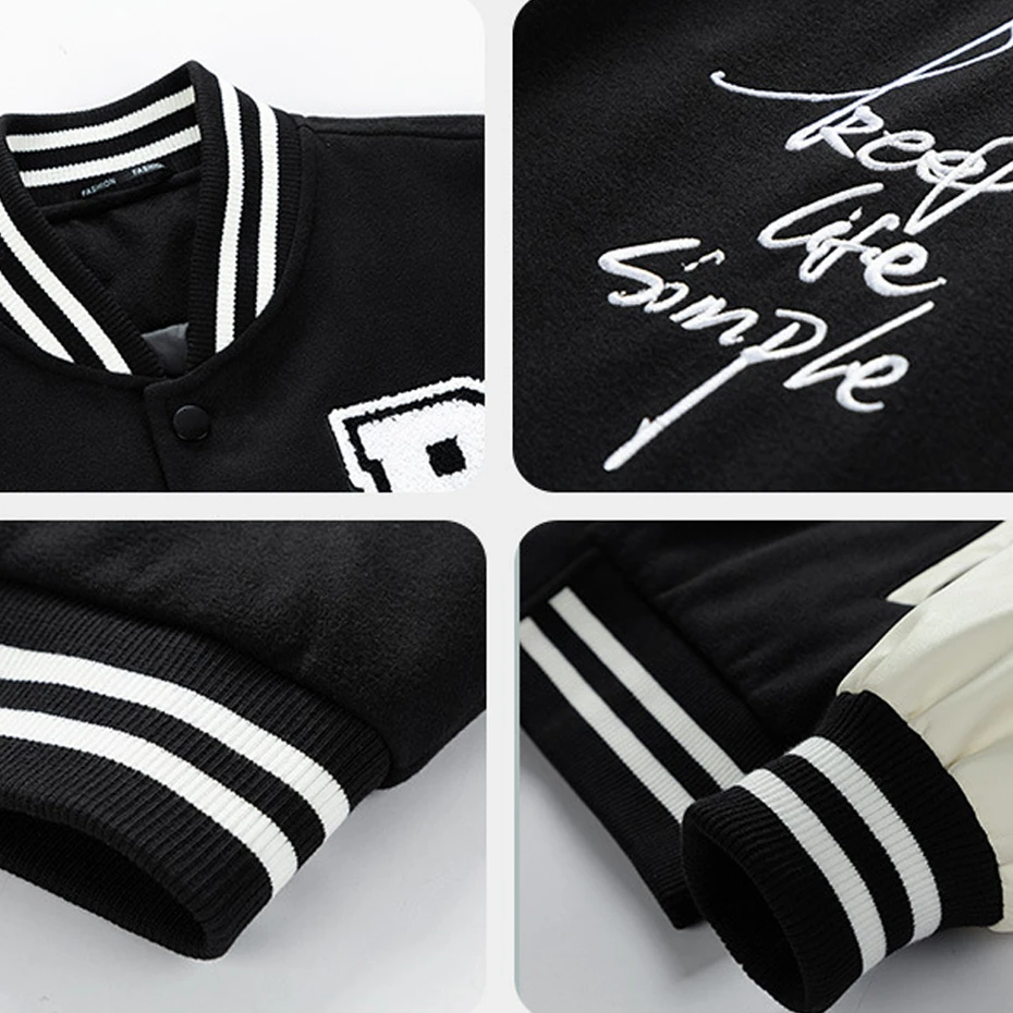 Winter Down Jackets Men Baseball Jacket Letter Embroidery Design Varsity Jacket Coat Male Sleeve Patchwork Coats
